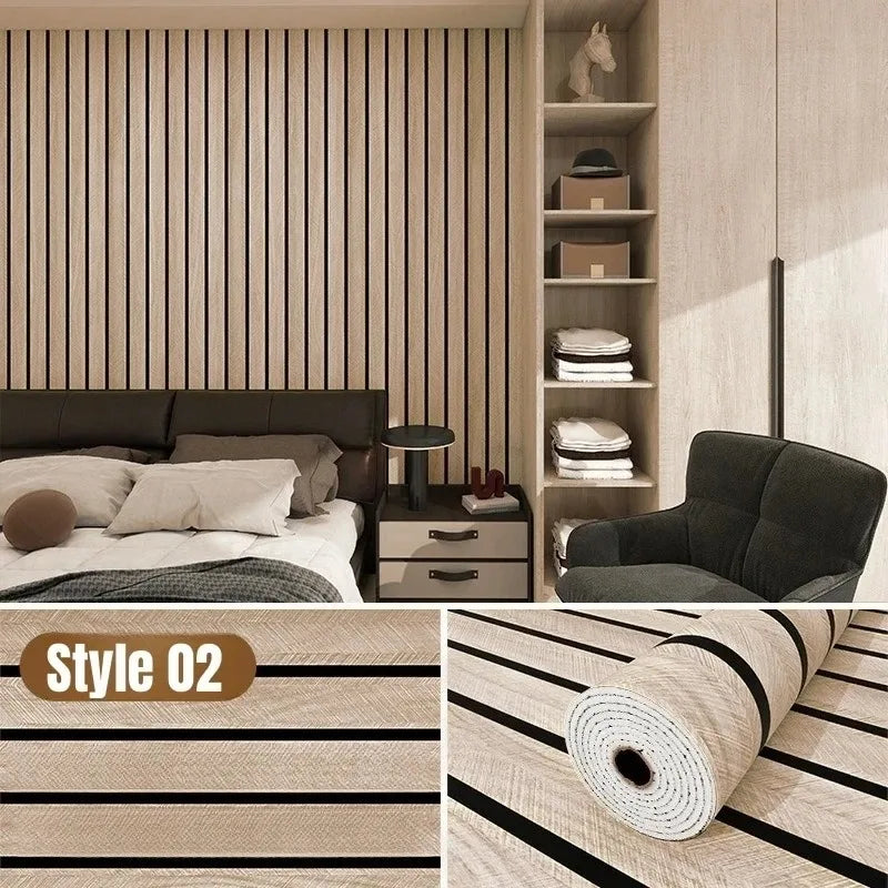 Marosia - 3D Wood Look Wall Panels Flexible Self-Adhesive PVC Roll Wall Decoration