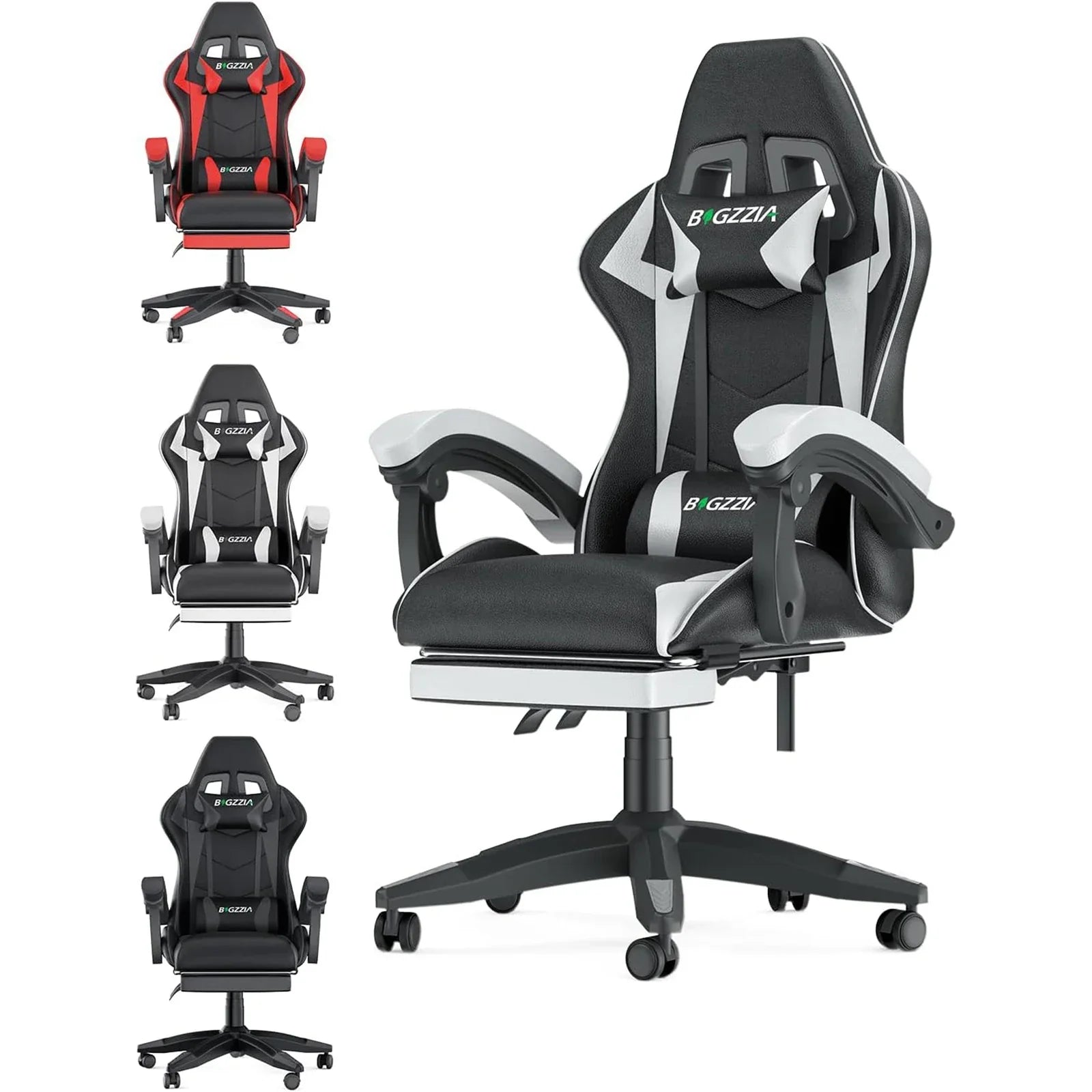 Serava – Ergonomic Gaming Chair with Footrest Lumbar Cushion Adjustable Height