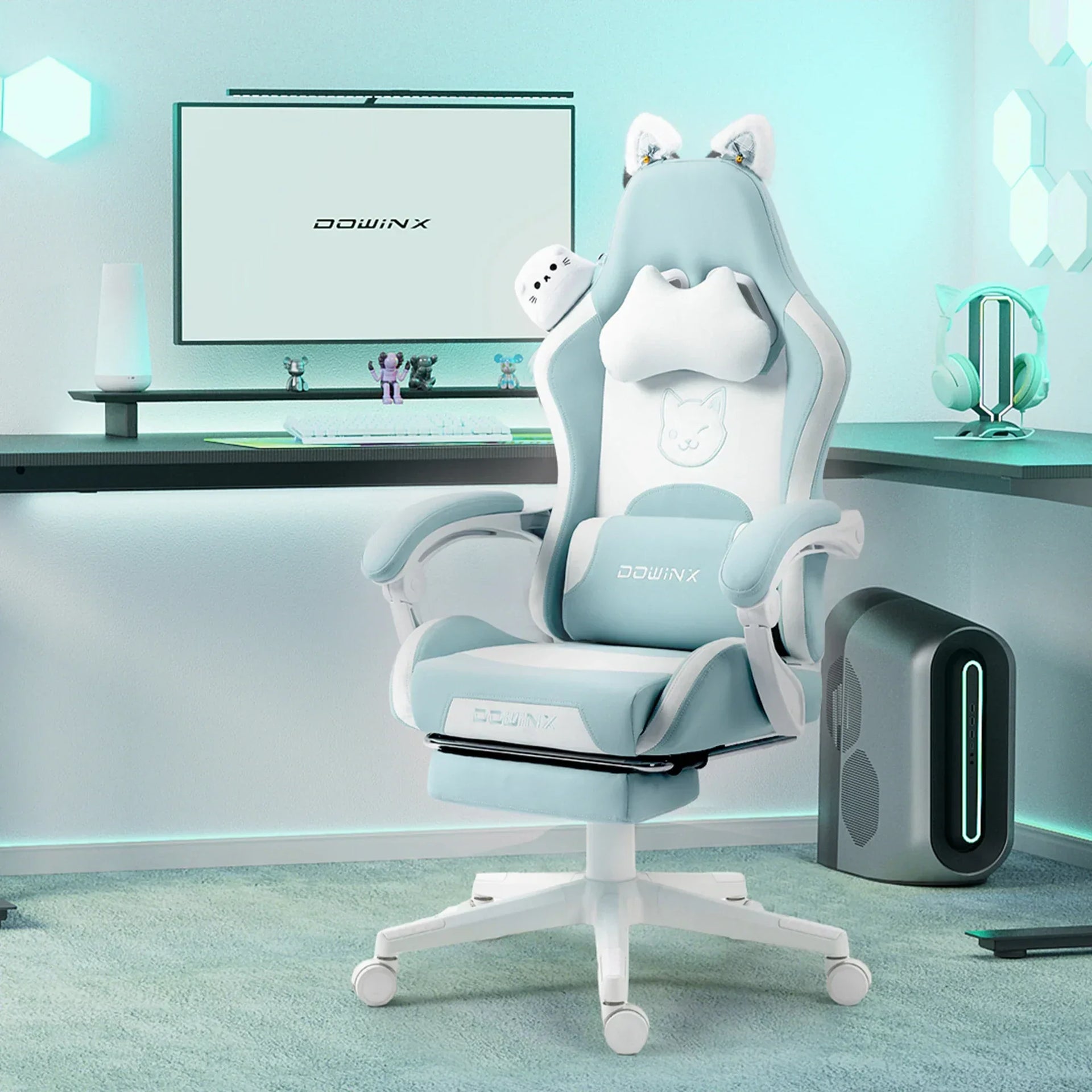 Altara - Gaming Chair with Cat Ears, Lumbar Support, Footrest, and Headrest