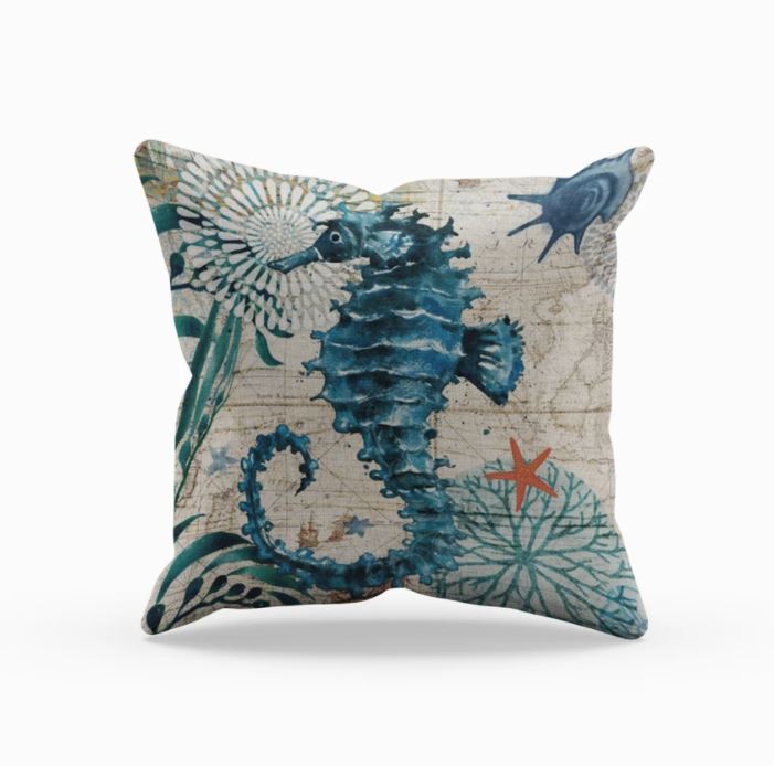 Elarona - Decorative Cushion with Sea Life Motif for Decoration