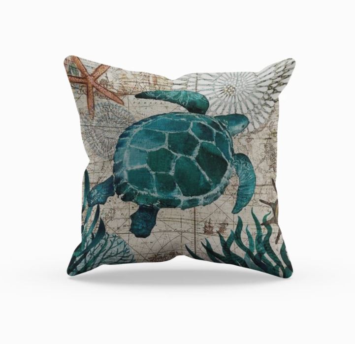 Elarona - Decorative Cushion with Sea Life Motif for Decoration