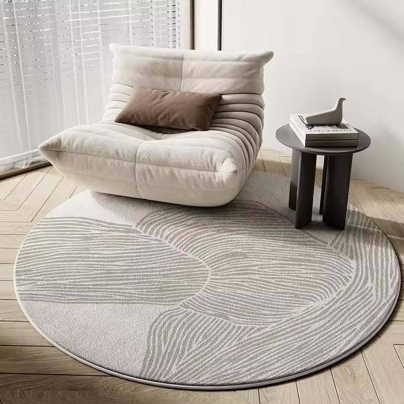 Alveris - Wabi Sabi Round Faux Rug for Living Room, Bedroom and Desk Chair