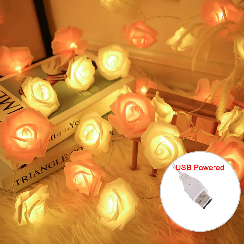 Cirellia – LED Rose Flower String Lights USB or Battery Powered
