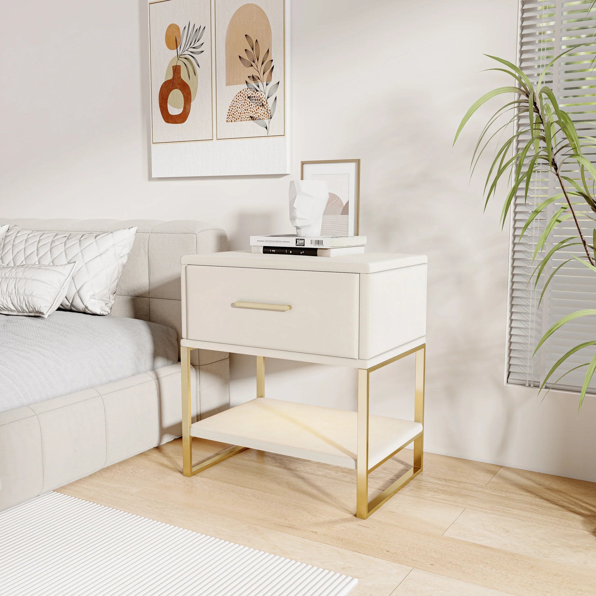 Virelio – Set of 2 Nightstands with Drawer and Open Storage