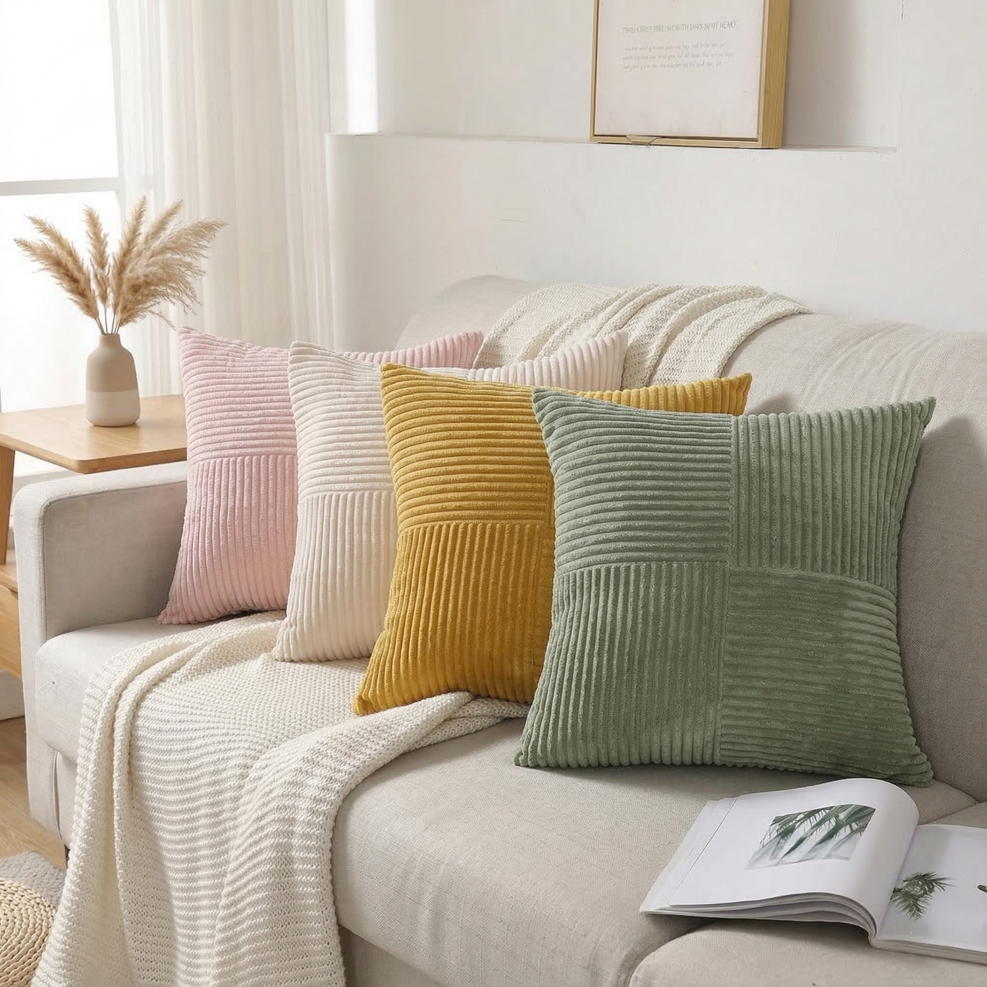 Rivora - Ribbed Decorative Cushion for Modern Interior