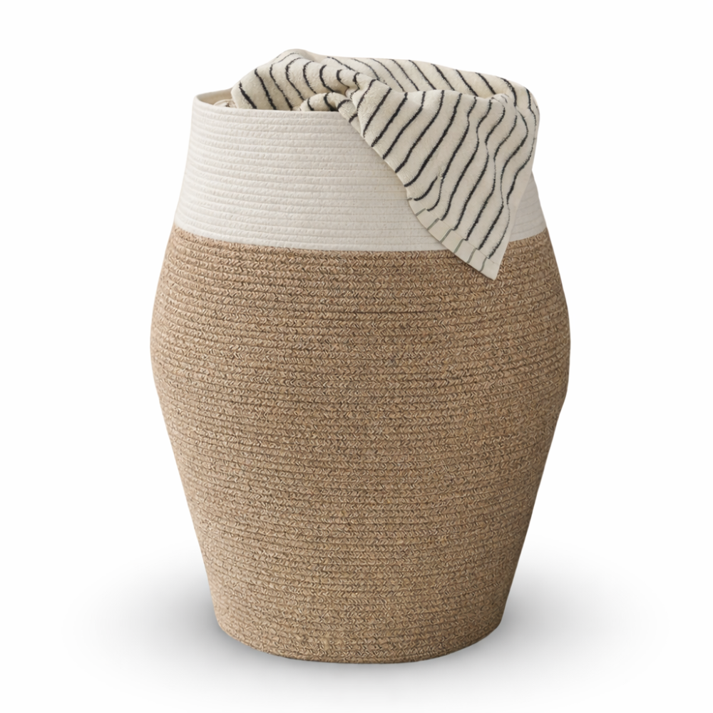 Maravelle – XL Handwoven Cotton Boho Laundry Basket 45x65 cm