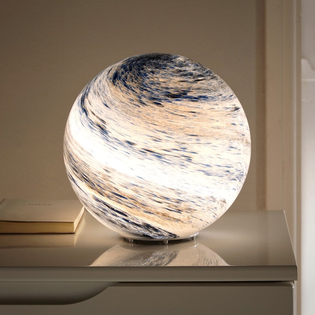 Soluna – Glass Moon Lamp with Cosmic Details for Warm Ambience