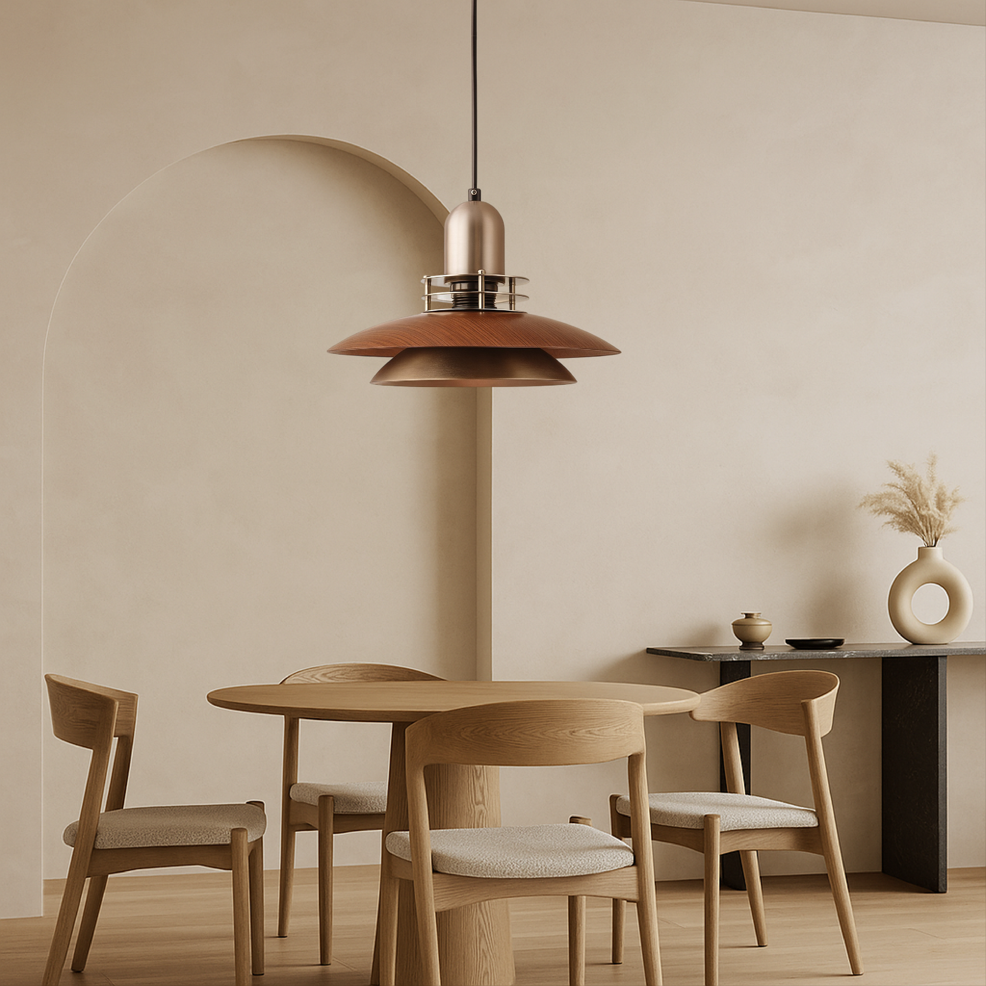 Cilessa - Pendant Lamp with Laminated Walnut Wood Design