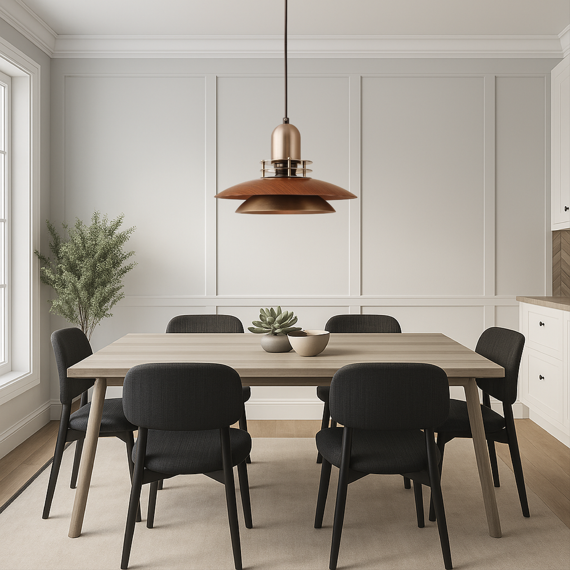 Cilessa - Pendant Lamp with Laminated Walnut Wood Design