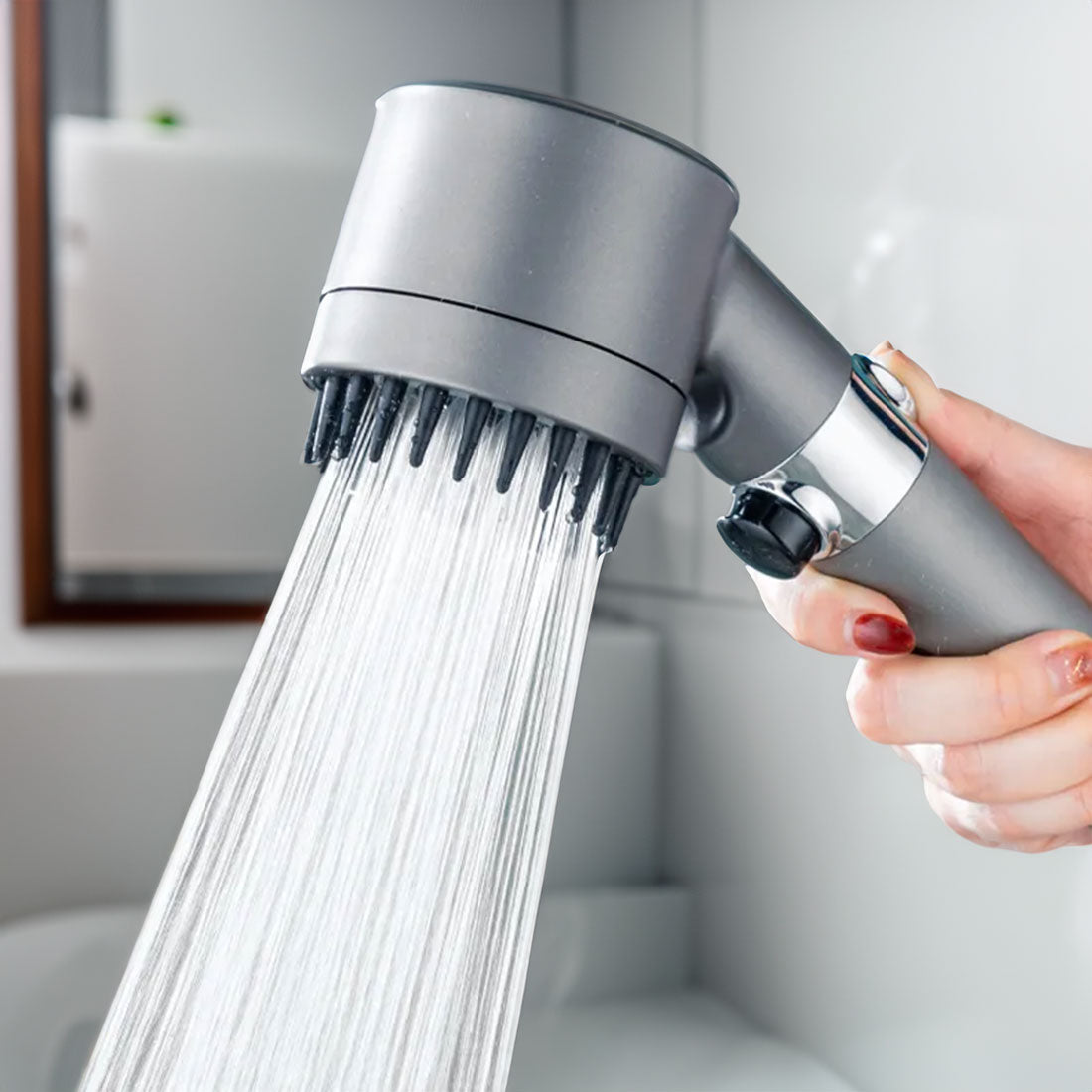 Aquelis - Adjustable High-Pressure Shower Head With 3 Settings And Water Filter