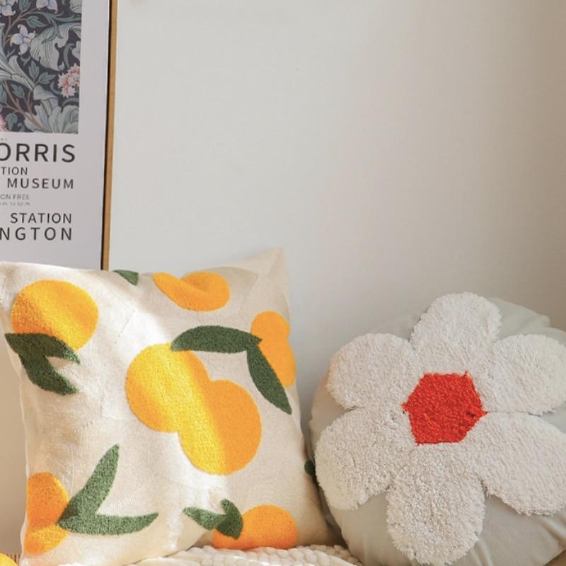 Olivienne - Orange Embroidered Decorative Cushion
